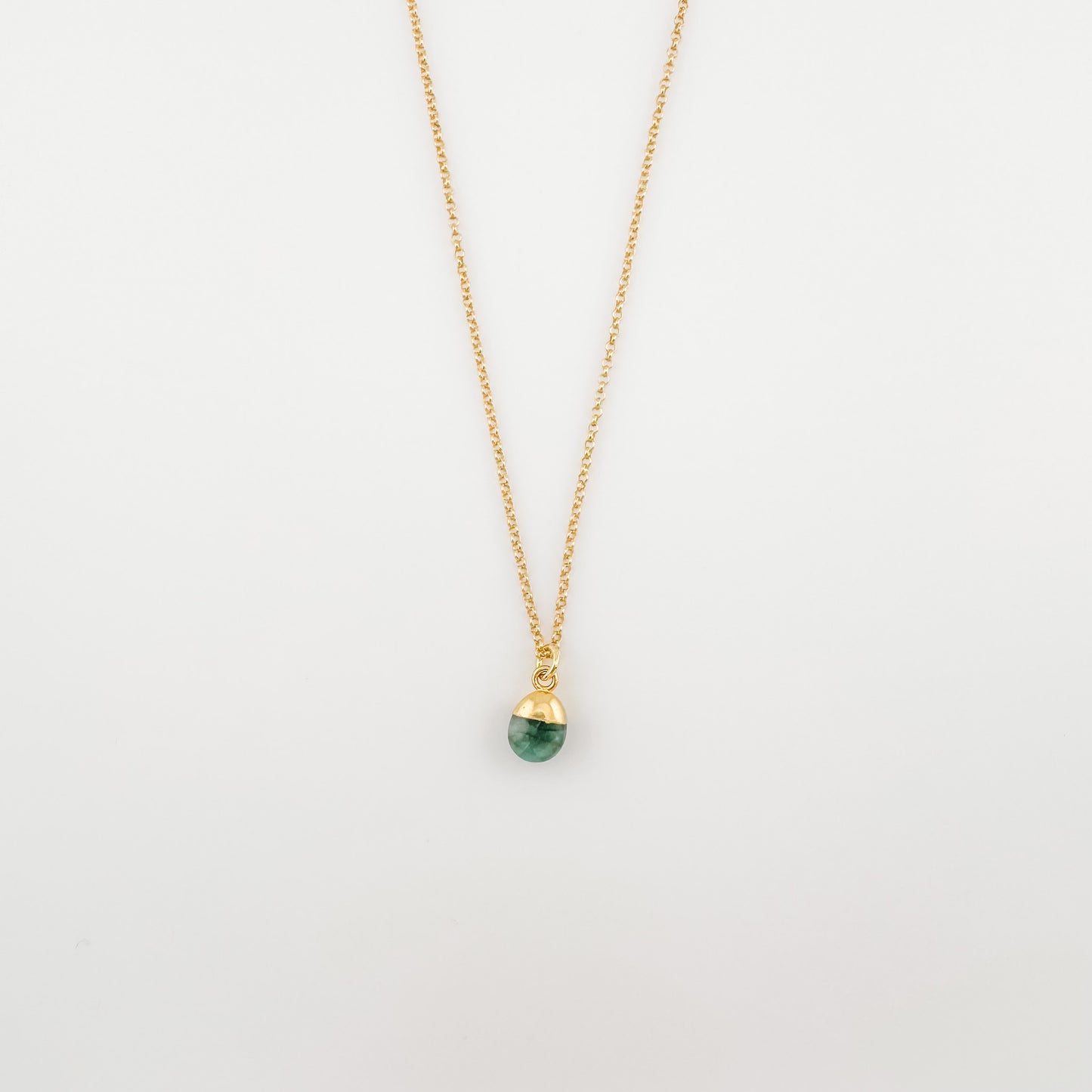 Emerald tumbled necklace