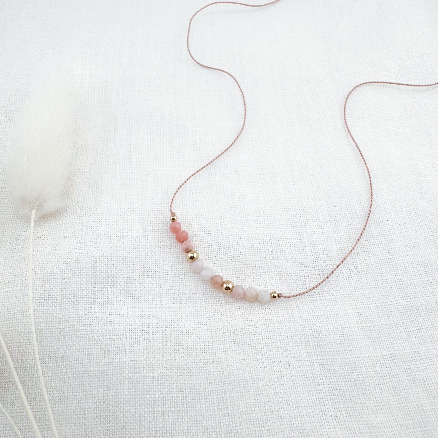 Pink Opal Silk Necklace