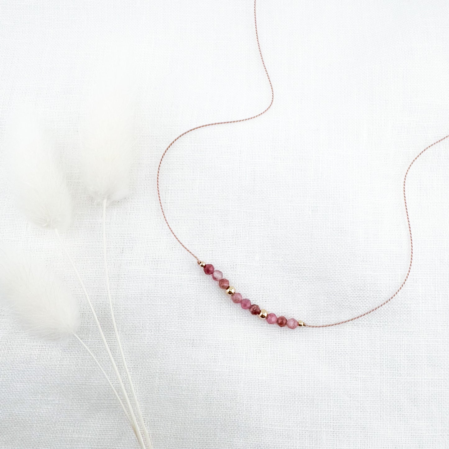 Pink Tourmaline Silk Necklace