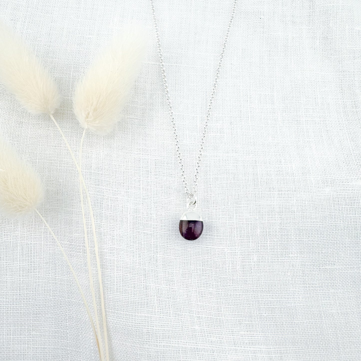 Amethyst Tumbled Necklace in Sterling Silver