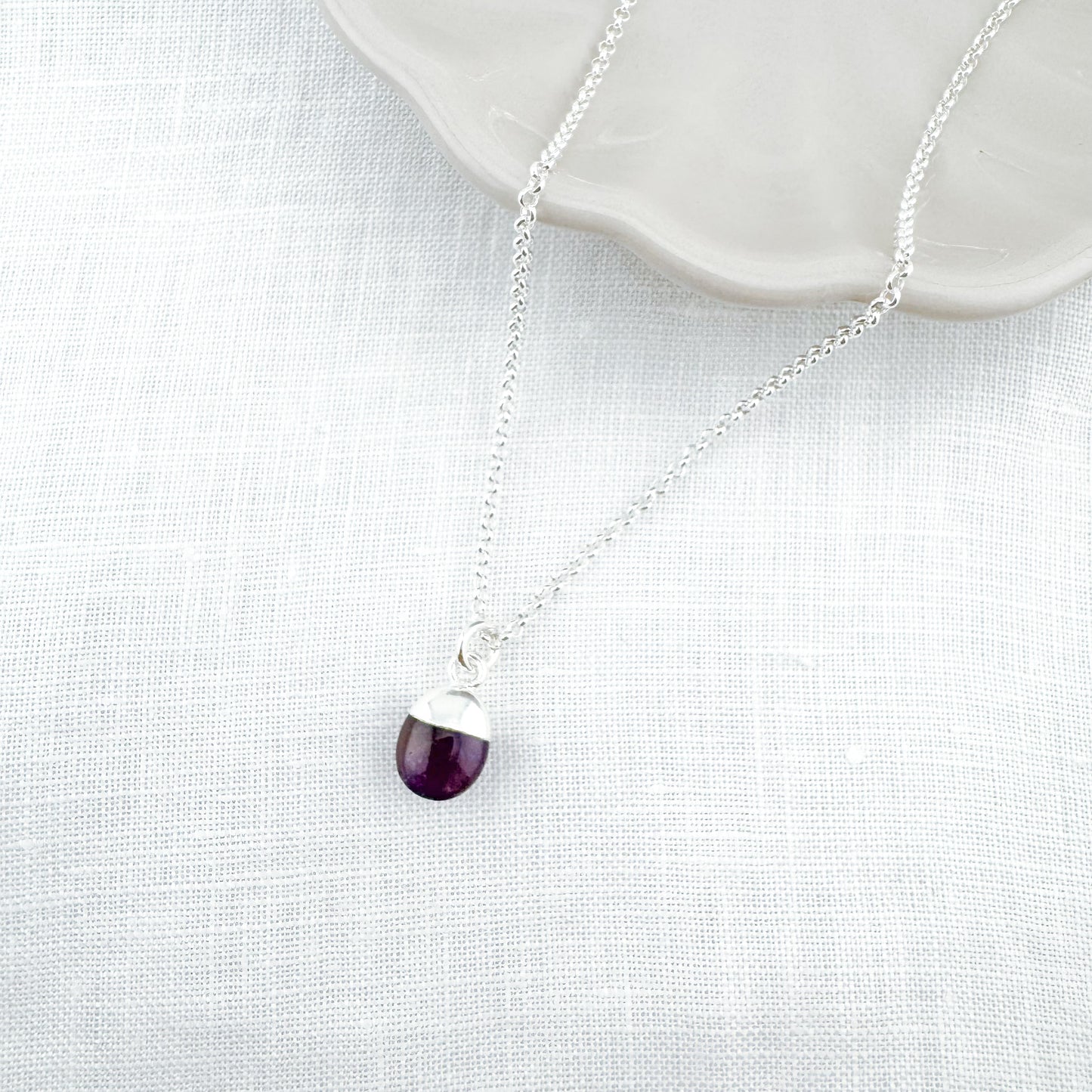 Amethyst Tumbled Necklace in Sterling Silver